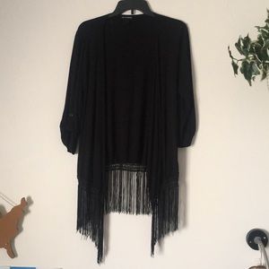 Black cardigan with fringe